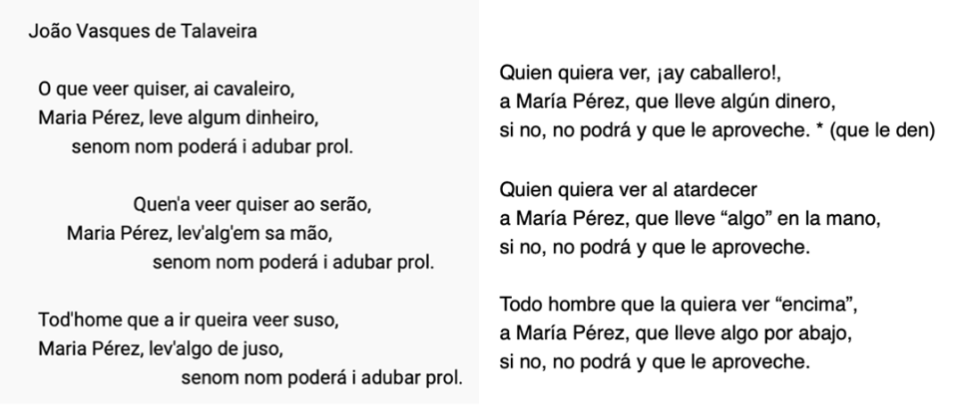 Texto de la cantiga "O que veer quiser" y traducci&oacute;n al castellano