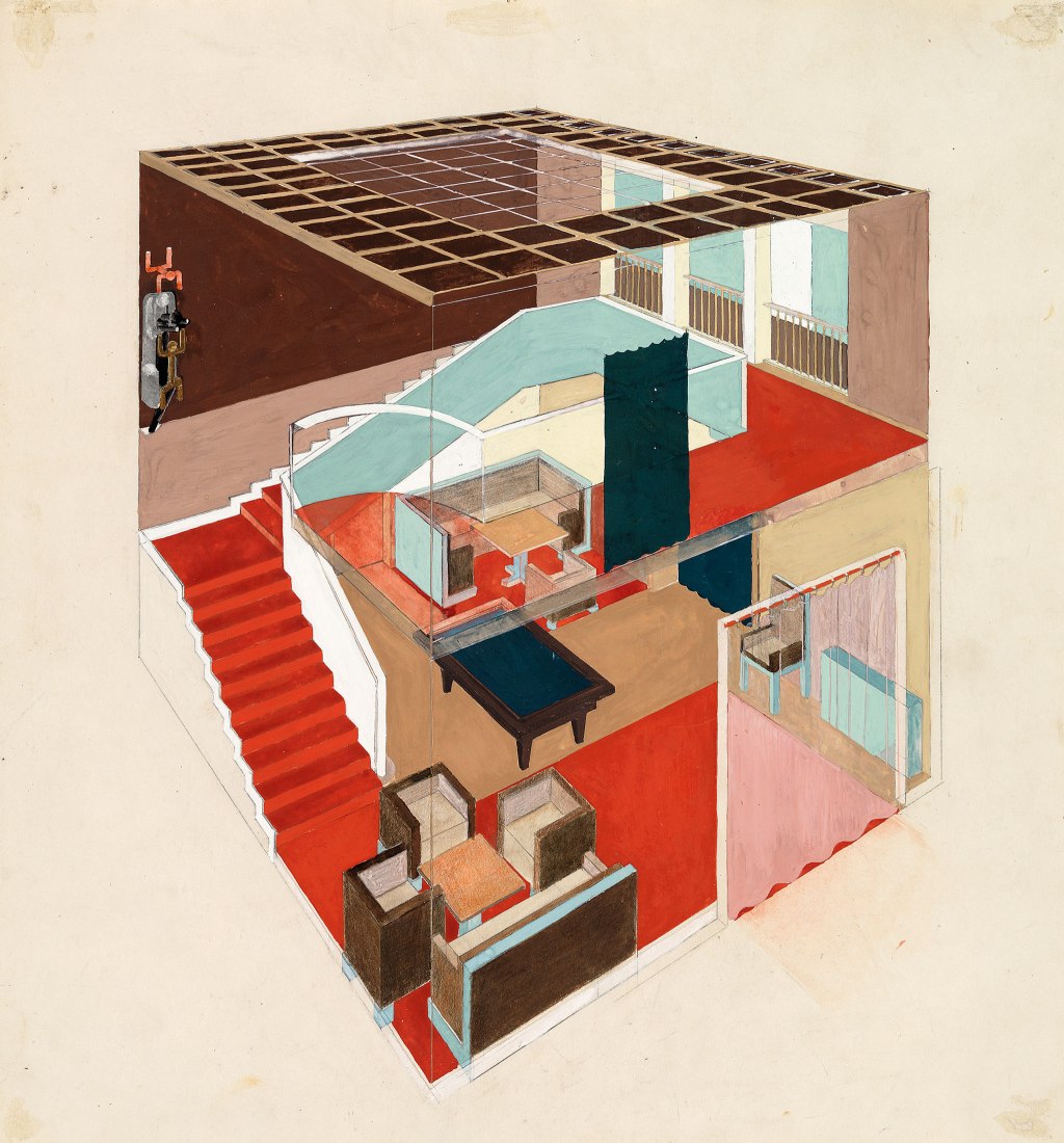 Plano del interior a color de los 2 pisos pabell&oacute;n. / Color plan of the interior of the 2 pavilion floors. 