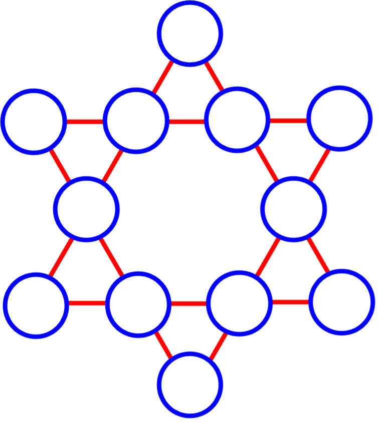 The image represent an empty star with holes to put numbers in them.